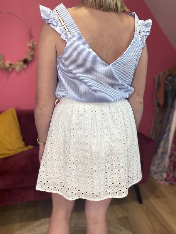 CHANTALE - JUPE SHORT BRODERIE ANGLAISE