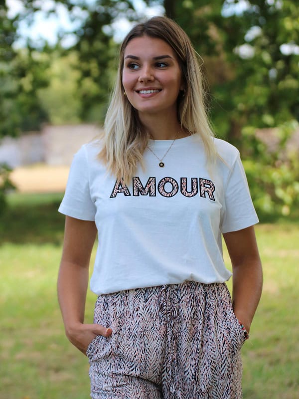 Vanina - Tee-shirt "Amour" fauve marron