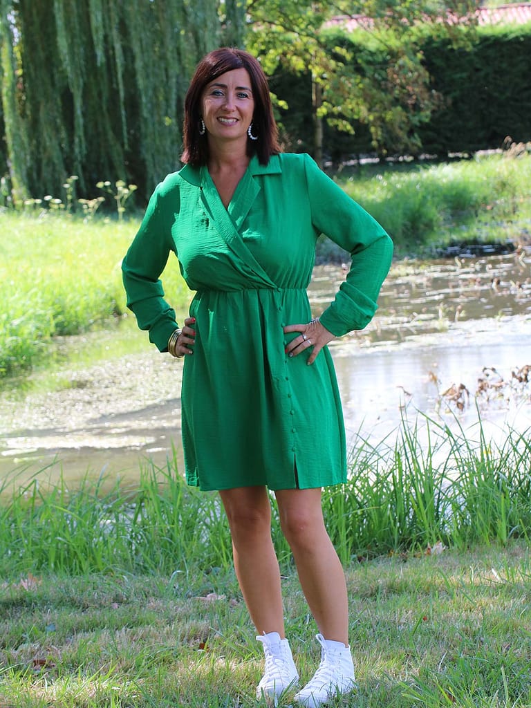 Melissane - Robe manches longues vert pétant