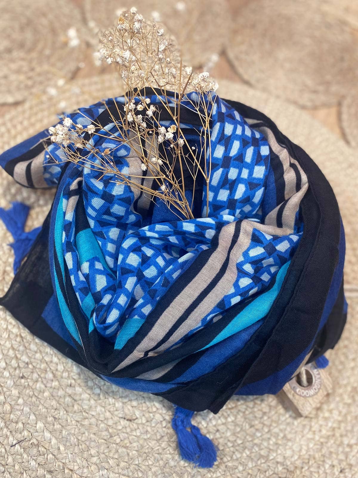 Manoé - Etole motif carré bleu